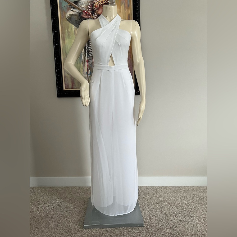 BCBGMAXAZRIA Josselyn Halter Jumpsuit – White | Size 0 - Picture 4 of 16